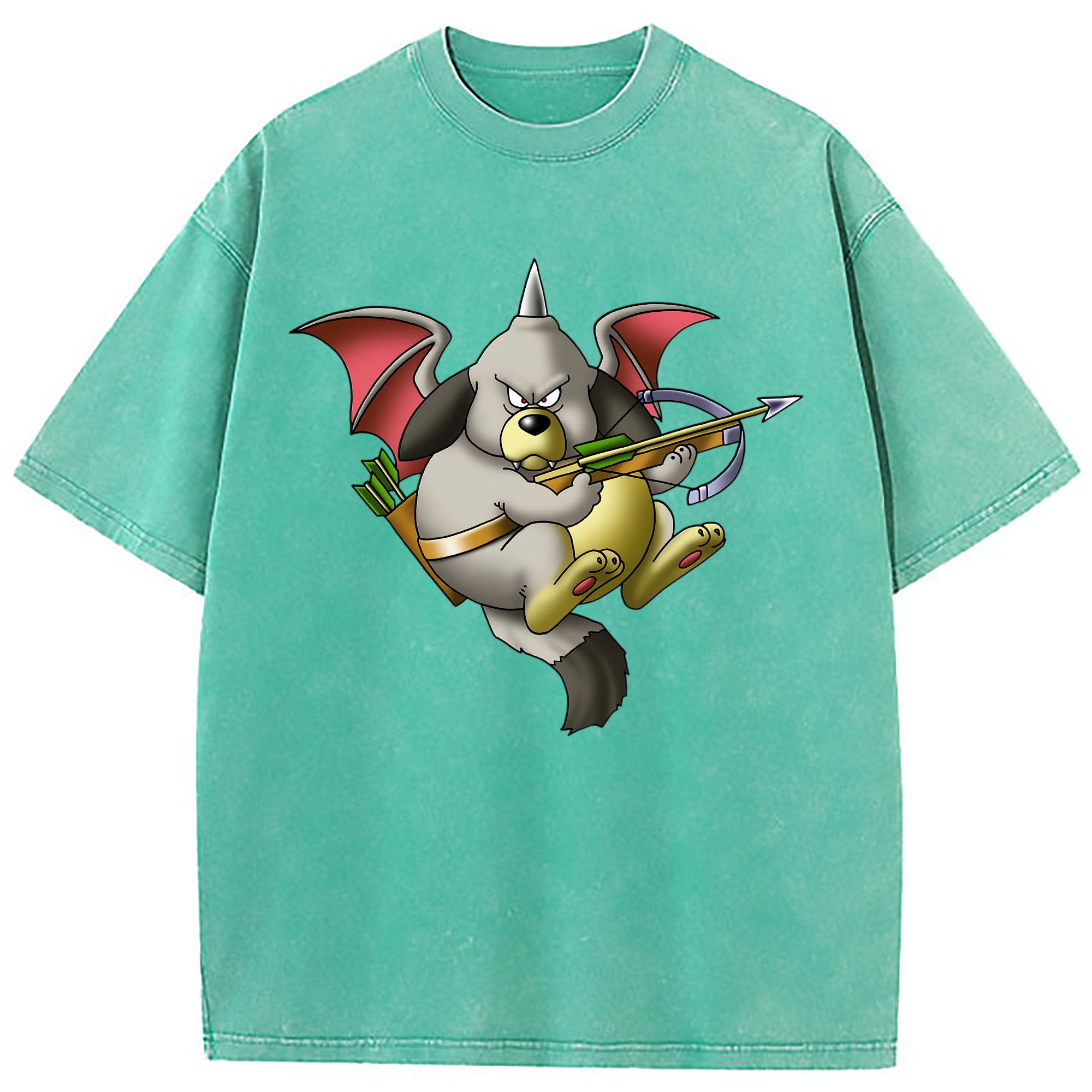 （画像用） ドラゴンクエスト Doragon Kuesuto Dragon Quest 綿100% ヴィンテージ風 半袖Tシャツ（フロントプリント）